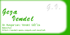 geza vendel business card